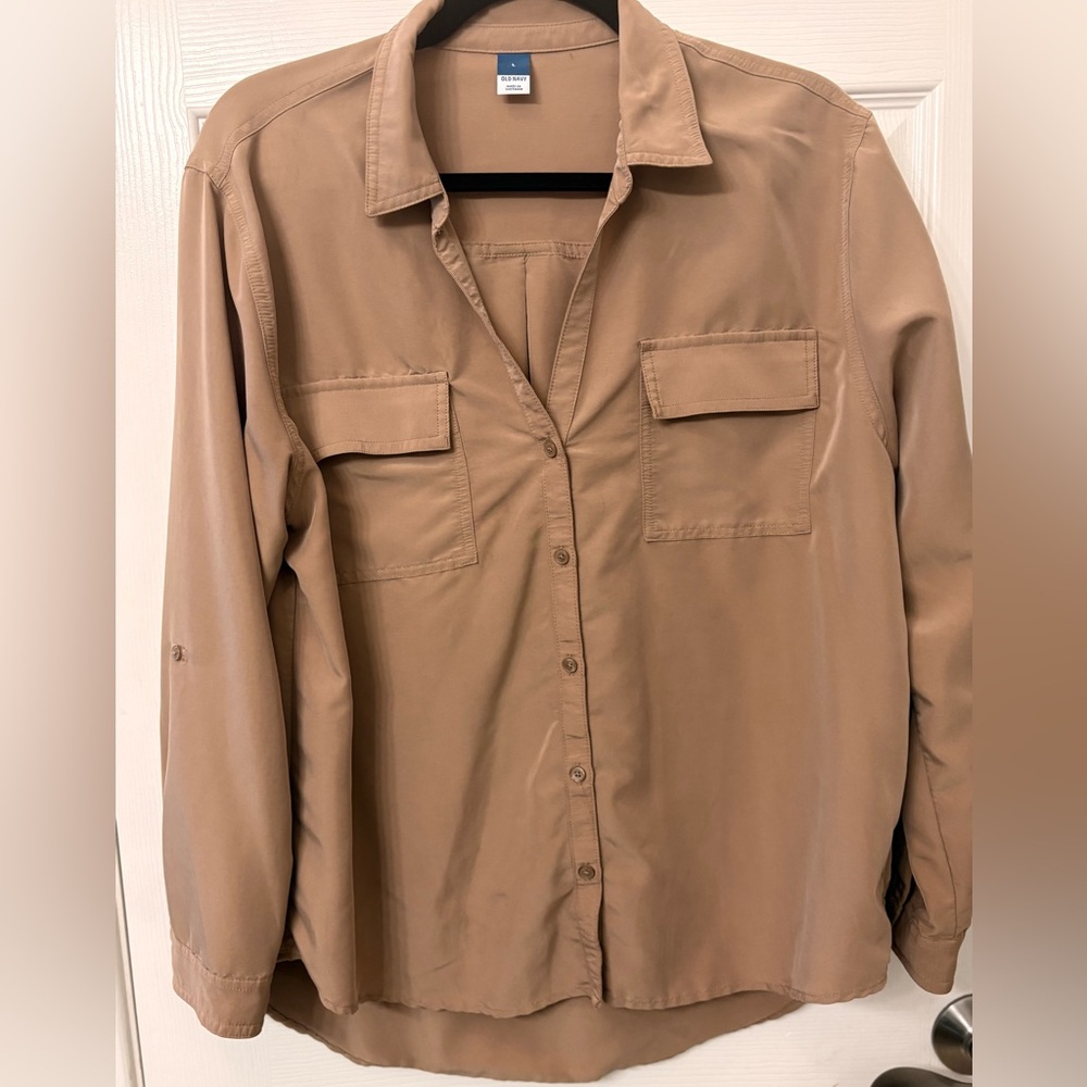 Old Navy Women's Tan Button Down Shirt